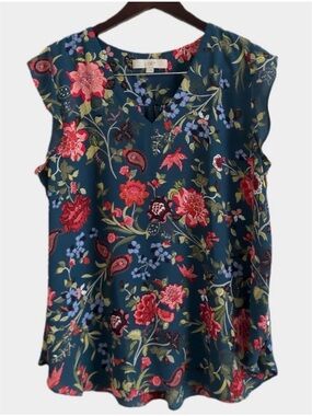 LOFT Butterfly Flutter Cap Sleeve Shell